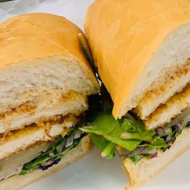 Pork Schnitzel Sandwich.