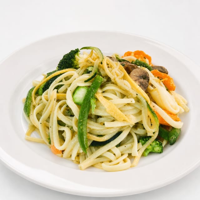 Vegetable Pasta Over Linguine.